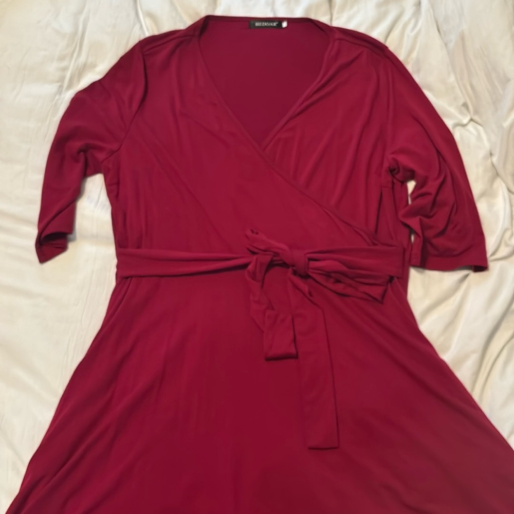 Plus Size Burgundy Wrap Dress